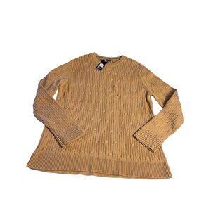Express Cable Knit Sweater Mens XXL Brown Beige 100% Cotton NWT ribbed detail